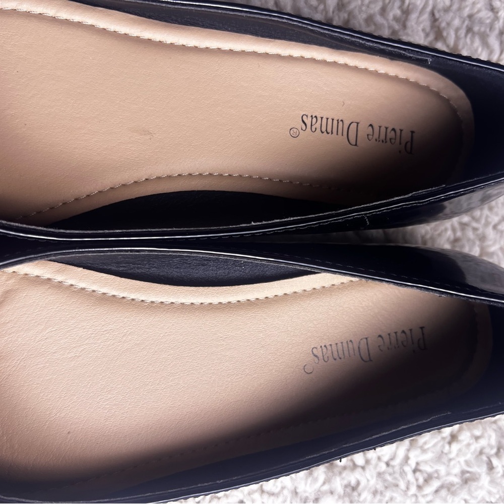 WOMENS PIERRE DUMAS BLACK PATENT BALLET FLATS WITH RHINESTONES SIZE 7 EUC - Picture 4 of 15